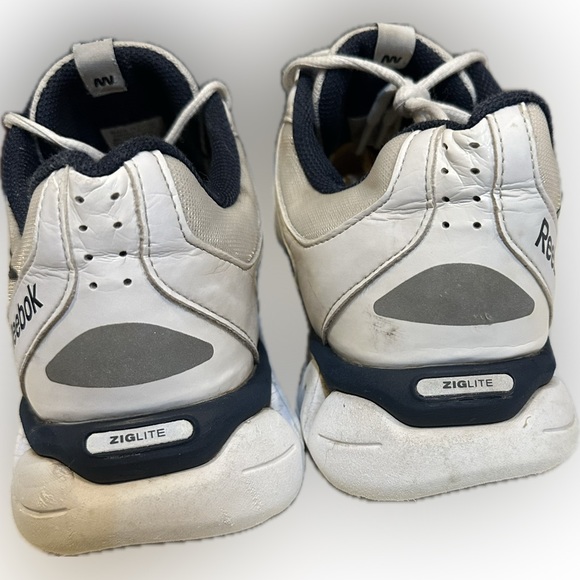 REEBOK 11.5 WIDE 2E ZIGTECH ZIGLITE WHITE GRAY NAVY RUN WALK ATHLETIC CASUAL - Picture 5 of 12